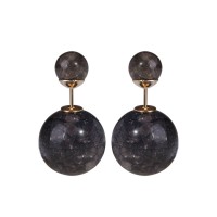 Onyx Marble Round Stone Double Sided Earrings
